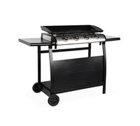 Alice's Garden - Plancha au gaz 4 brûleurs sur Chariot - Porthos - 10kW. plancha à gaz avec desserte Cuisine extérieure. Plaque émaillée. INOX. Barbecue
