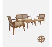 Alice's Garden - Salon de Jardin. Bohémia. cannage Rond. canapé 2 Places. 2 fauteuils. 1 Table Basse 117x64x74 cm