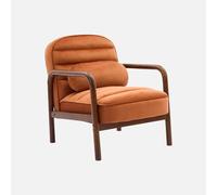 swe auteuil scandinave Bois d'hévéa teinté Noyer et Tissu Velours Terracotta
