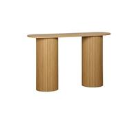 Alice's Garden swe onsole Ovale scandinave décor Bois rainuré. Pieds Ronds. Couleur Naturelle. L 120 x P 35 x H 75cm