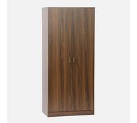 Dressing. armoire. 2 portes avec penderie et rangements LINEAR noyer. panneaux stratifiés et pied en bois de sapin L 80 x P 48 x H