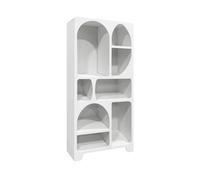 Etagère bibliothèque organique décor bois 8 compartiments THESSA