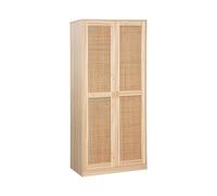 Alice's Garden sweeek - Armoire Dressing cannage et Effet Bois. 2 Portes avec penderie et rangements