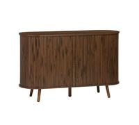 Alice's Garden swe uffet scandinave 2 Portes coulissantes. 4 Compartiments. décor Bois rainuré. Couleur Noyer. Buffet Bas. L 120 x P 40 x H 75cm