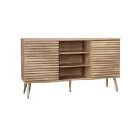 Alice's Garden swe uffet scandinave décor Bois avec 2 Portes coulissantes rainurées et 4 étagères. Buffet Bas. L 140