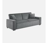 Canapé convertible 3 places gris foncé velours côtelé L 231 x P 96.5 x H 80cm