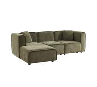 Alice's Garden sweeek - Canapé d'angle Gauche 3 Places Tissu Kaki 2 Coussins carrés L 230 x P 145 x H 70 cm - Lester