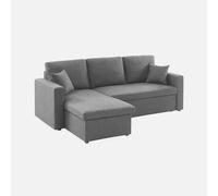 swe anapé d'angle Smile Convertible réversible Compact 3 Places en Tissu Gris foncé. L 213.5 x P 136.5 x H 83cm. avec Coffre de Rangement