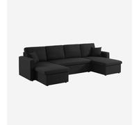 Alice's Garden swe anapé panoramique Convertible en Tissu Noir. 4 Places. Coffre Rangement. lit modulable
