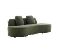 Canapé virgule 3 places en tissu bouclette kaki forme organique - WAVE L 232 x P 97 x H 68cm