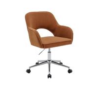 Alice's Garden sweeek - Chaise de Bureau à roulettes Velours côtelé Camel piétement chromé. L 60 x P 62 x H 89 / 99cm
