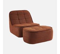 Alice's Garden swe hauffeuse Bouclette texturée 1 Place + Repose Pieds Terracotta L 93 x P 104 x H 85cm - Boni