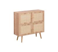Commode enfant décor bois et cannage 4 portes BOHÈME