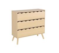 Commode Enfant Décor Bois 3 Tiroirs, Pieds Bois De Pin - 80 X 30 X 79 Cm - Azur Naturel TU