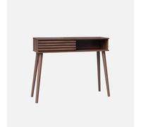 swe onsole scandinave décor Bois Noyer avec 1 Porte coulissante rainurée 2 niches de Rangement