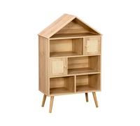 Alice's Garden swe tagère bibliothèque décor Bois. Pieds en pin. 7 Compartiments et 2 Portes en cannage