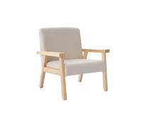 Fauteuil Scandinave Enfant Velours Côtelé Et Bois D'hévéa Isak L 47 X P 43,5 X H 50cm Crème TU