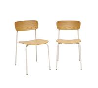 Lot de 2 chaises vintage contreplaqué avec placage bois effet frêne et pieds métal beige L 43.5 x P 51 x H 77cm - Toby
