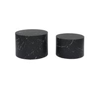 Alice's Garden sweeek - Lot de 2 Tables Basses Paros Rondes Effet marbre Noir. Tables gigognes Ø58 x H 40cm / Ø50 x H 33cm