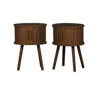 Alice's Garden sweeek - Lot de 2 Tables de Chevet Ovale 2 Portes coulissantes poignées creusées. Effet Bois rainuré. L40 x l34 x H54.8cm