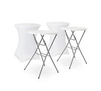 Alice's Garden sweeek- Lot de 2 Tables Hautes de réception - Gala - Mange Debout. Pliables. Ø80cm x 110cm + 2 Housses en Polyester. Blanches