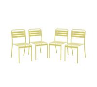 Alice's Garden sweeek - Lot de 4 chaises de Jardin Acier. 4 Places. Jaune. Amelia. L44 x P52 x H79cm