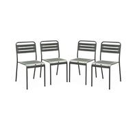 Alice's Garden sweeek- Lot de 4 chaises de Jardin Acier. 4 Places. Kaki. Amelia. L44 x P52 x H79cm