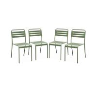 sweeek - Lot de 4 chaises de Jardin Acier. 4 Places. Vert. Amelia. L44 x P52 x H79cm