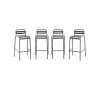 Alice's Garden sweeek - Lot de 4 chaises Hautes de Jardin Acier. 4 Places. Anthracite. L 44 x P 41 x H 85cm
