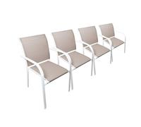 sweeek - Lot de 4 fauteuils de Jardin Amara en Aluminium et textilene Blanc. 62 x 55 x 84 cm