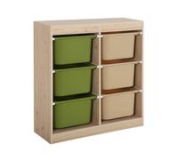 Alice's Garden sweeek - Meuble de Rangement Enfant 6 bacs de Rangement en Plastique Vert Olive Taupe - Sora