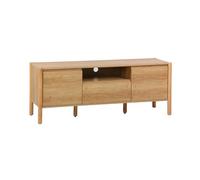 Meuble TV décor bois 2 portes 1 tiroir 140cm naturel - 140 x 42 x 55 cm - Harmony