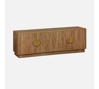 sweeek - Meuble TV Exotique 4 Portes décor Bois de manguier. poignées en métal doré L 140 x P 40 x H 48cm