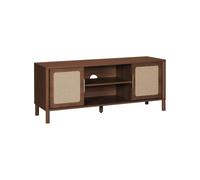 Alice's Garden sweeek - Meuble TV Vintage décor Bois et cannage 2 Portes 120cm Noyer - Etta