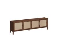 Alice's Garden sweeek - Meuble TV Vintage décor Bois et cannage 4 Portes 160cm Noyer - Etta