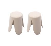 Alice's Garden sweeek - Set de 2 tabourets empilables Beige. Bouclette texturée. Niki. Ø30 / 44 x H46cm