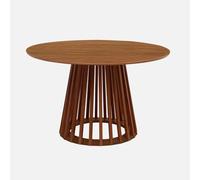 Table à manger effet bois noyer. pieds bois de sapin 4 places Ø120cm