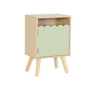 Table de chevet enfant décor bois vert 1 porte. pieds bois de pin - 34 x 23.5 x 52 cm - Azur