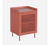 Table de chevet industrielle métal terracotta 1 porte grillagée. 40 x 37 x 58.5 cm - Ohio