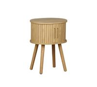 sweeek - Table de Chevet Ovale 2 Portes coulissantes poignées creusées. Effet Bois rainuré. L40 x l34 x H54.8cm