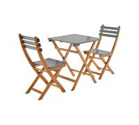 Table de jardin pliante bois d'acacia + 2 assises kaki HILORA . table carrée