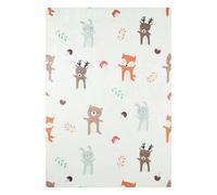 Tapis Intérieur Enfant Blanc Imprimé Animaux Thème Automnal - Ravon Blanc 160X230