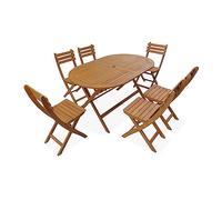 Table de jardin pliante bois d'acacia + 6 assises MACAPA