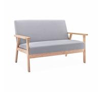 Alice's Home - Banquette canapé en Bois et Tissu Gris Clair. Isak. L 114 x P 69.5 x H 73cm