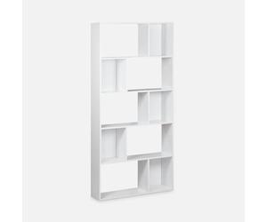 Alice's Home - Bibliothèque Design asymétrique - Pieter - 5 étagères. 10 Compartiments de Rangement. 83x23x173cm