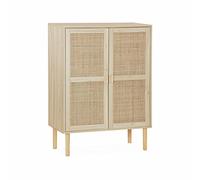 Alice's Home - Buffet en cannage - Camargue - décor Bois et cannage. 2 Portes. Buffet Haut. vaisselier. L 80 x l 40 x H110cm