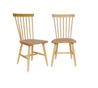 Alice's Home - Lot de 2 chaises Naturelles à barreaux en Bois d'hévéa. Romie. L 50.8 x P 44.2 x H 90cm