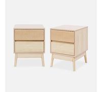 Alice's Home - Lot de 2 Tables de Chevet Deux tiroirs. décor Bois et piétement en pin - Linear