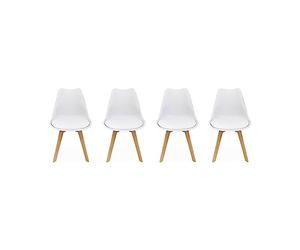Alice's Home - Lot de 4 chaises scandinaves. Pieds Bois de hêtre. chaises 1 Place. Blancs