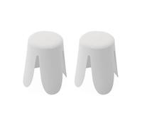 Alice's Home - Set de 2 tabourets empilables Blancs. Bouclette texturée. Niki. Ø30 / 44 x H46cm